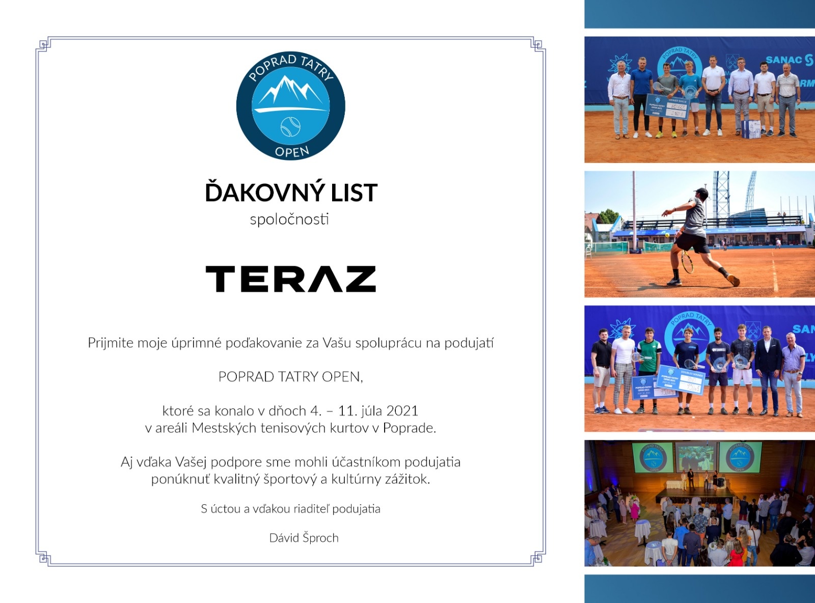 Podporili sme Poprad Tatry Open